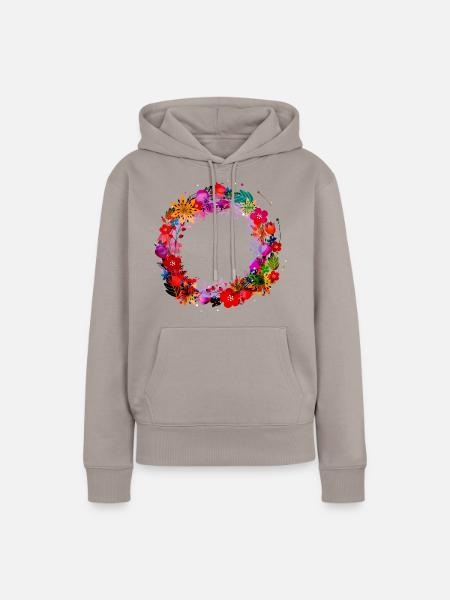 blumenkranz,leer, kranz,graffti,bunt,blumen - Frauen Premium Bio Hoodie - Taupe