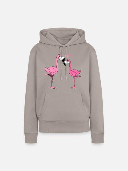 Flamingo Liebe - Frauen Premium Bio Hoodie - Taupe
