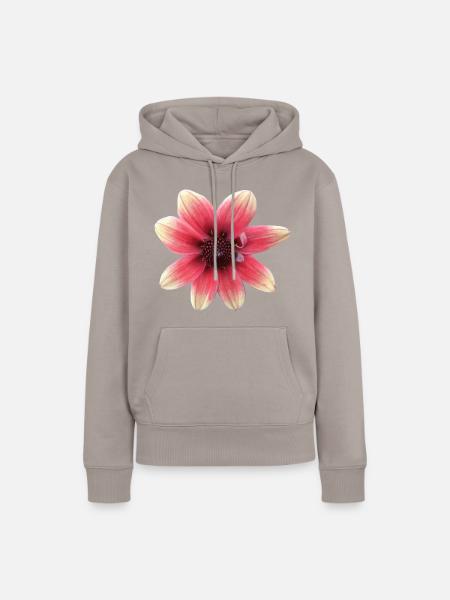 Dahlie rot gelb - Frauen Premium Bio Hoodie - Taupe
