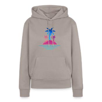 Insel Palmen Design Auszeit - Frauen Premium Bio Hoodie - Taupe - Vorne - Julia (174cm)