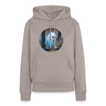 Blauer Wellensittich Wellensittiche - Frauen Premium Bio Hoodie - Taupe - Vorne - Julia (174cm)