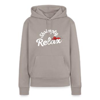 Shrimply Relax - Sweat à capuche Premium bio Femme - taupe - Devant - Julia (174cm)