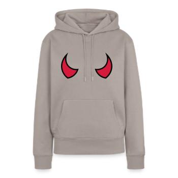 Teufelshörner - cornes de diable - cornes du diable - Sweat à capuche Premium bio Femme - taupe - Devant - Julia (174cm)