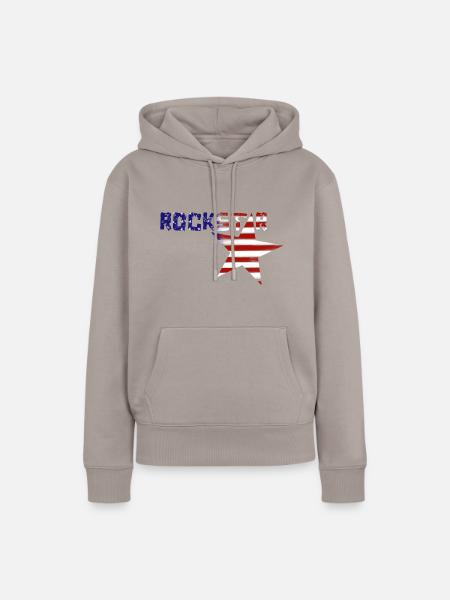 US Rock Star - Frauen Premium Bio Hoodie - Taupe