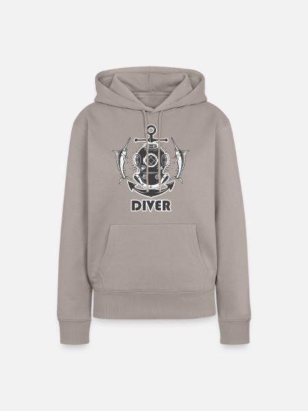 DIVER Taucher Tauchen - Frauen Premium Bio Hoodie - Taupe