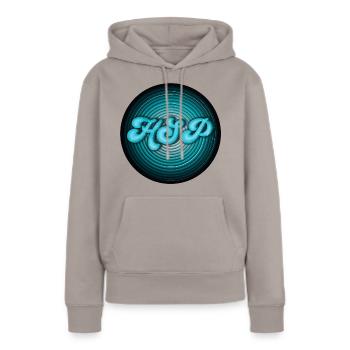 HSP - personne très sensible entoure turquoise - Sweat à capuche Premium bio Femme - taupe - Devant - Julia (174cm)