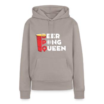Reine Beerpong - Sweat à capuche Premium bio Femme - taupe - Devant - Julia (174cm)