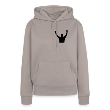 Gewinner - Frauen Premium Bio Hoodie - Taupe - Vorne - Julia (174cm)