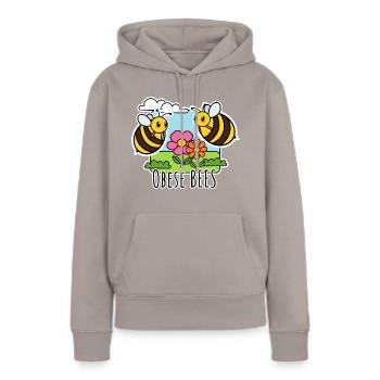 Abeilles en surpoids - Abeilles obèses - Sweat à capuche Premium bio Femme - taupe - Devant - Julia (174cm)