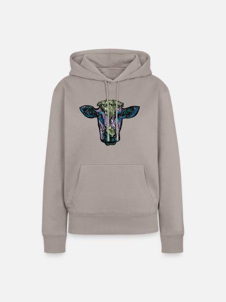 Kuh - Frauen Premium Bio Hoodie - Taupe