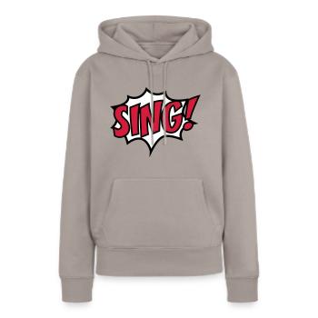 singen - Frauen Premium Bio Hoodie - Taupe - Vorne - Julia (174cm)