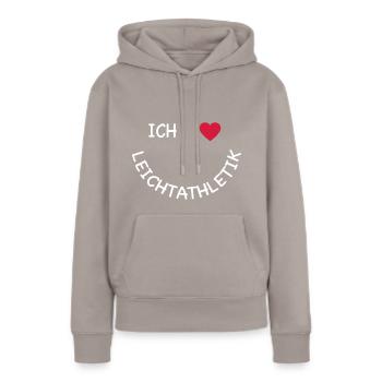 Leichtathletik - Frauen Premium Bio Hoodie - Taupe - Vorne - Julia (174cm)