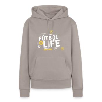 Ted Lasso Fútbol Is Life - Sweat à capuche Premium bio Femme - taupe - Devant - Julia (174cm)