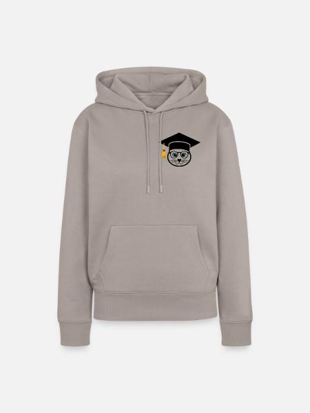 University Cat - Frauen Premium Bio Hoodie - Taupe
