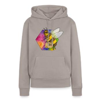 nieliche Biene HIVE - Frauen Premium Bio Hoodie - Taupe - Vorne - Julia (174cm)