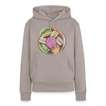 Délicieux macarons sandwich biscuits meringue pâtisseries - Sweat à capuche Premium bio Femme - taupe - Devant - Julia (174cm)