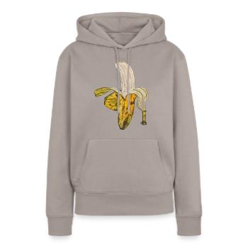 banane partiellement pelée fruit fruité sain - Sweat à capuche Premium bio Femme - taupe - Devant - Julia (174cm)