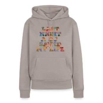 Hier soir, un DJ m’a sauvé la vie - Sweat à capuche Premium bio Femme - taupe - Devant - Julia (174cm)