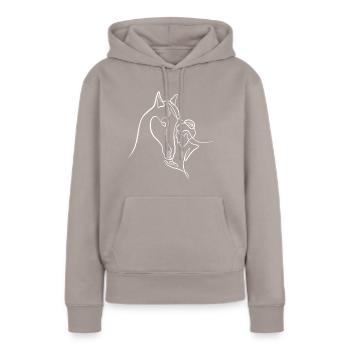Passion cheval équitation - Sweat à capuche Premium bio Femme - taupe - Devant - Julia (174cm)
