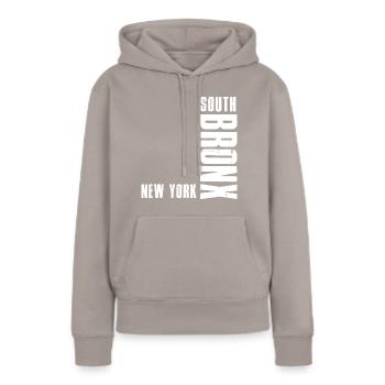 South Bronx New York - Frauen Premium Bio Hoodie - Taupe - Vorne - Julia (174cm)