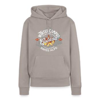 Gstaad winter campus outdoor coul - Sweat à capuche Premium bio Femme - taupe - Devant - Julia (174cm)