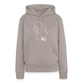 Sad triste - Sweat à capuche Premium bio Femme - taupe - Devant - Julia (174cm)