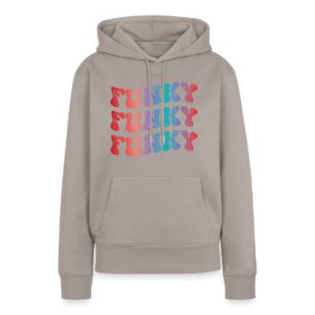 Funky Vintage - Sweat à capuche Premium bio Femme - taupe - Devant - Julia (174cm)