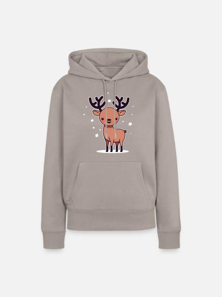 winterlicher Hirsch - Frauen Premium Bio Hoodie - Taupe