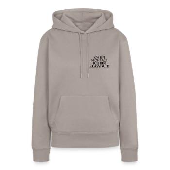 ICH BIN NICHT ALT - Frauen Premium Bio Hoodie - Taupe - Vorne - Julia (174cm)