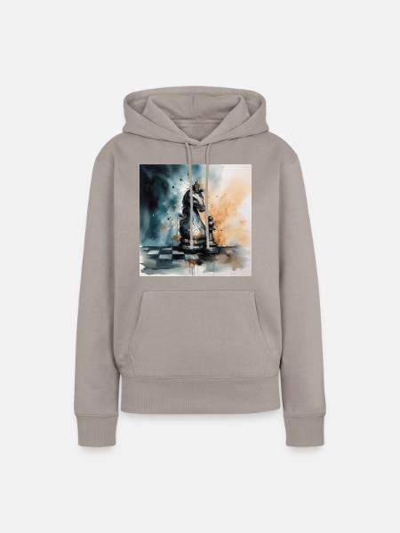 Kunstvoller Schachritter - Frauen Premium Bio Hoodie - Taupe