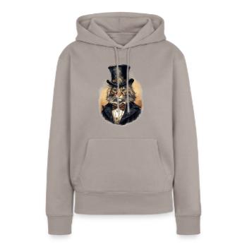 Katze im 1800 Jahre Stil Gekleidet Nobel Barock - Frauen Premium Bio Hoodie - Taupe - Vorne - Julia (174cm)