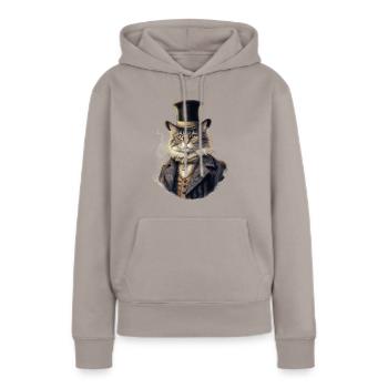 Katze im 1800 Jahre Stil Gekleidet Nobel Barock - Frauen Premium Bio Hoodie - Taupe - Vorne - Julia (174cm)