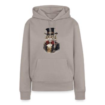 Katze im 1800 Jahre Stil Gekleidet Nobel Barock - Frauen Premium Bio Hoodie - Taupe - Vorne - Julia (174cm)