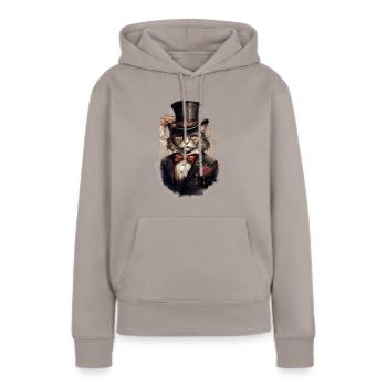 Katze im 1800 Jahre Stil Gekleidet Nobel Barock - Frauen Premium Bio Hoodie - Taupe - Vorne - Julia (174cm)