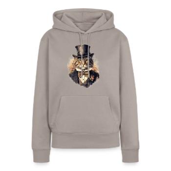 Katze im 1800 Jahre Stil Gekleidet Nobel Barock - Frauen Premium Bio Hoodie - Taupe - Vorne - Julia (174cm)