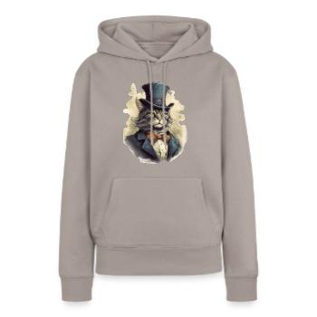 Katze im 1800 Jahre Stil Gekleidet Nobel Barock - Frauen Premium Bio Hoodie - Taupe - Vorne - Julia (174cm)