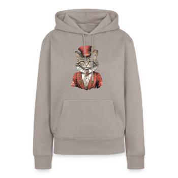 Katze im 1800 Jahre Stil Gekleidet Nobel Barock - Frauen Premium Bio Hoodie - Taupe - Vorne - Julia (174cm)