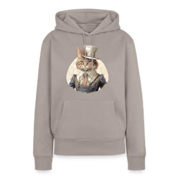 Katze im 1800 Jahre Stil Gekleidet Nobel Barock - Frauen Premium Bio Hoodie - Taupe - Vorne - Julia (174cm)