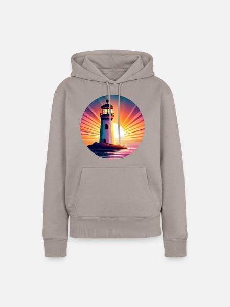 Leuchtturm bei Sonnenuntergang - Malerisches - Frauen Premium Bio Hoodie - Taupe