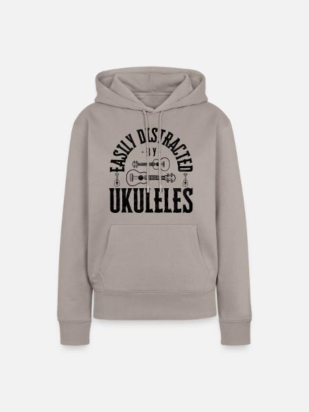 Easily distracted by Ukuleles - Frauen Premium Bio Hoodie - Taupe