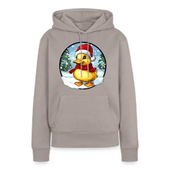 Noël des canetons - Sweat à capuche Premium bio Femme - taupe - Devant - Julia (174cm)