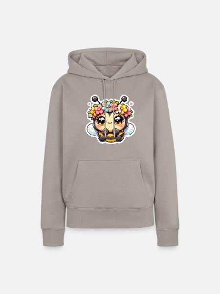 Biene mit Blumenkranz - Frauen Premium Bio Hoodie - Taupe