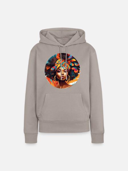 Afro Style Bunte Harmonie - Frauen Premium Bio Hoodie - Taupe