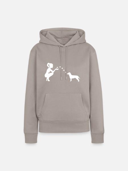Jack Russell Terrier mit Frau - Frauen Premium Bio Hoodie - Taupe