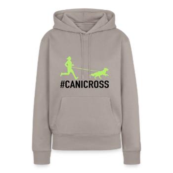 Canicross Runner - Frauen Premium Bio Hoodie - Taupe - Vorne - Julia (174cm)