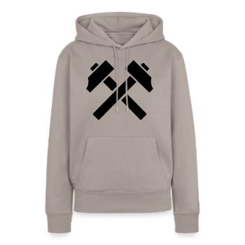 Marteau - Sweat à capuche Premium bio Femme - taupe - Devant - Julia (174cm)