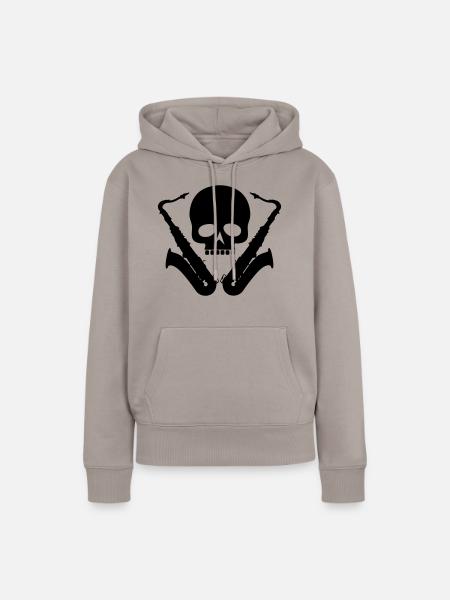 Saxofon / Totenkopf / Skull / Sax - Frauen Premium Bio Hoodie - Taupe