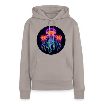 Glowing deep-sea jellyfish - Women’s Premium Organic Hoodie - taupe - Front - Julia (174cm)