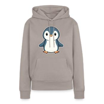 PINGOUIN OISEAU ANTARCTIQUE PÔLE SUD BÉBÉ GLACE DANDINEMENT - Sweat à capuche Premium bio Femme - taupe - Devant - Julia (174cm)