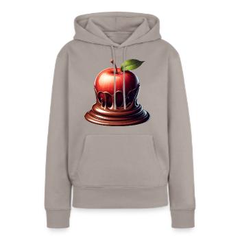 Schokoladen-Apfel-Fusion Schmelzendes Design - Frauen Premium Bio Hoodie - Taupe - Vorne - Julia (174cm)